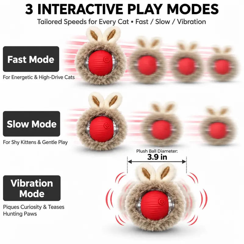 Interactive Cat Toy Set for Kittens&Adults - 7-Hole Play Mat with Smart Touch-Activated 3-Speed Moving Ball, Chirping Feature, Pouch Storage & USB Rechargeable Design for Bored Indoor Cats