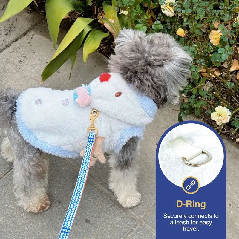 Snowman Christmas Pet Costume - Soft Warm Plush Hooded Outfit with D-Ring Leash Hole for Small/Medium Dogs & Cats, Winter Holiday Apparel
