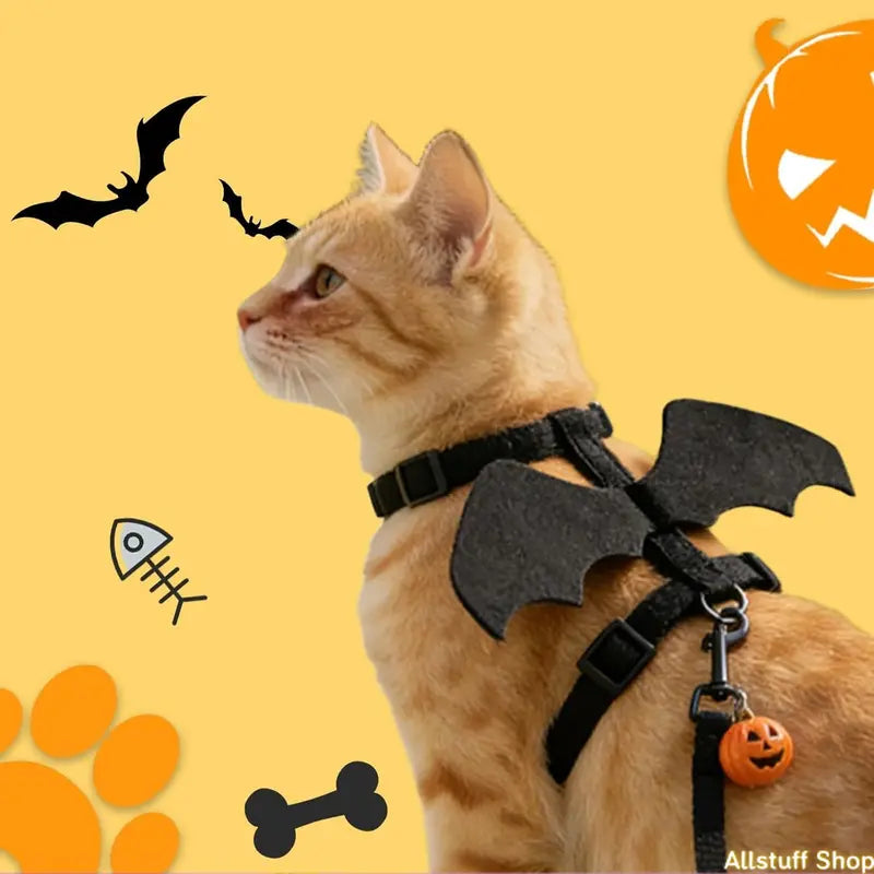 2026 New Unisex Fit Adjustable Bat Wing Mesh Vest Harness for Small Pets, Escape-Proof Soft Mesh Fabric Leash Set for Halloween Walks, Lightweight Walking Training Cosplay Outfit by Sohochic