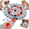 Interactive Cat Toy Set for Kittens&Adults - 7-Hole Play Mat with Smart Touch-Activated 3-Speed Moving Ball, Chirping Feature, Pouch Storage & USB Rechargeable Design for Bored Indoor Cats