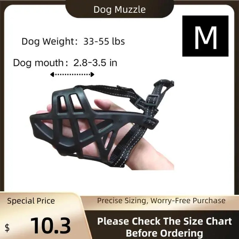 Dog Soft TPU Adjustable Basket Muzzle - Breathable, Humane Mouth Cover for Large/Medium/Small Breeds, Prevents Biting & Scavenging, Discourages Nipping, Allows Free Drinking (Fits Border Collie)