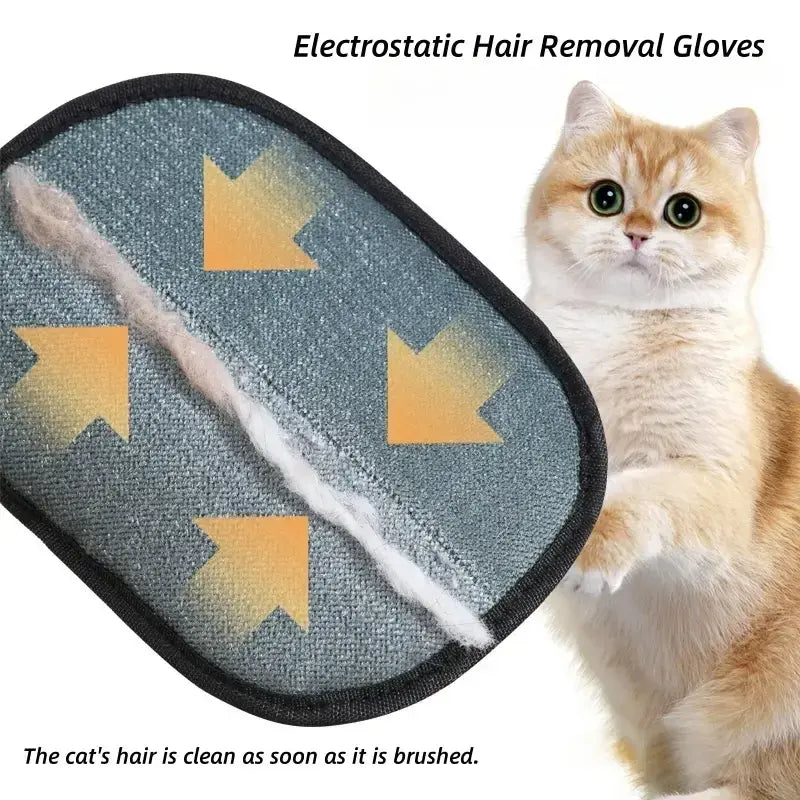 Electrostatic Pet Hair Removal Gloves - Reusable Wear & Collect Double-Sided Dog & Cat Grooming Mitt, Efficient Furniture Hair Pickup, Hassle-Free Cleaning Alternative for Couch, Car Seats, Halloween Gifts