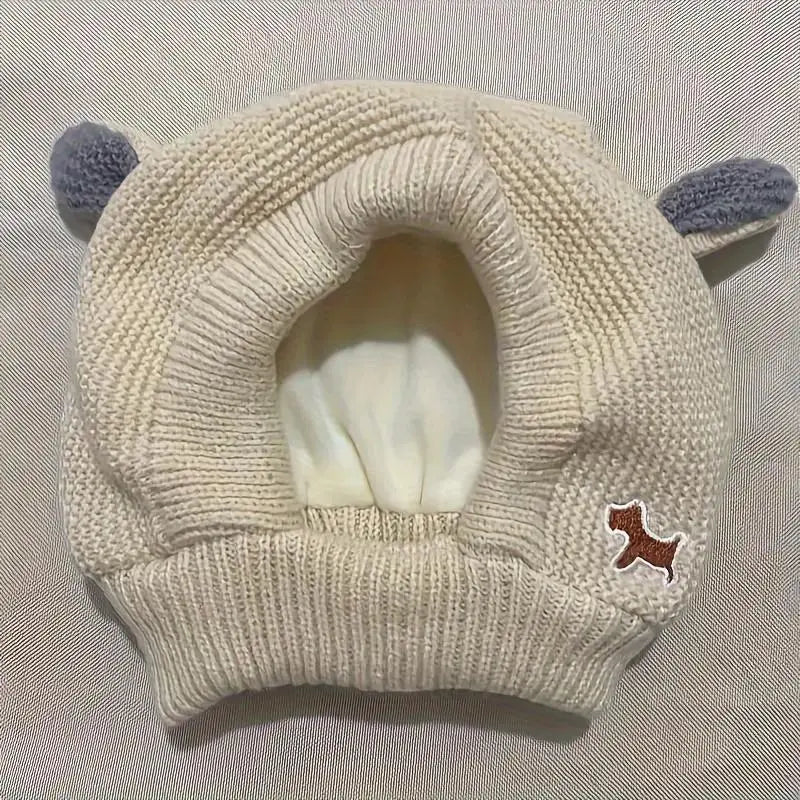 M-Cotton Soft Knitted Hooded Dog Clothing, Anti-Noise Quiet-Ears Winter Ear Warm Hat, Unisex Universal Sizes Multi-Colors for Medium-Large Dogs, Sports & Outdoor Camping Use