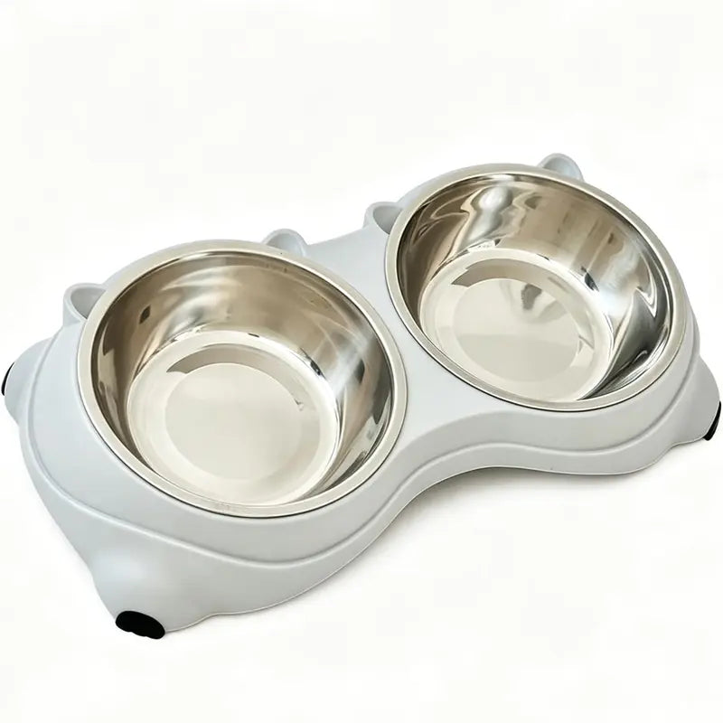 15° Tilted Raised Pet Feeding Set for Cats & Small Dogs, 2 Stainless Steel Containers, Non-Slip, Splash-Proof, Whisker-Friendly, Dishwasher Safe Indoor Recreation Gear