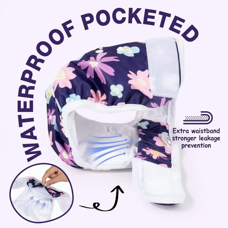 Dono 3-Pack Reusable Female Dog Diapers - 3-Pieces Machine Washable Pads Nappies, Eco-Friendly, Leak-Proof, Fast-Absorbing for Girl Dogs in Period Heat