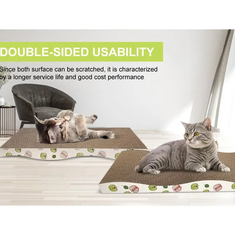 2-Pack Modern Cardboard Cat Scratch Pads with Catnip, Reversible Scratch Boards for Indoor Cats, Furniture & Sofa Protection, Protects & Entertains Feline Pets