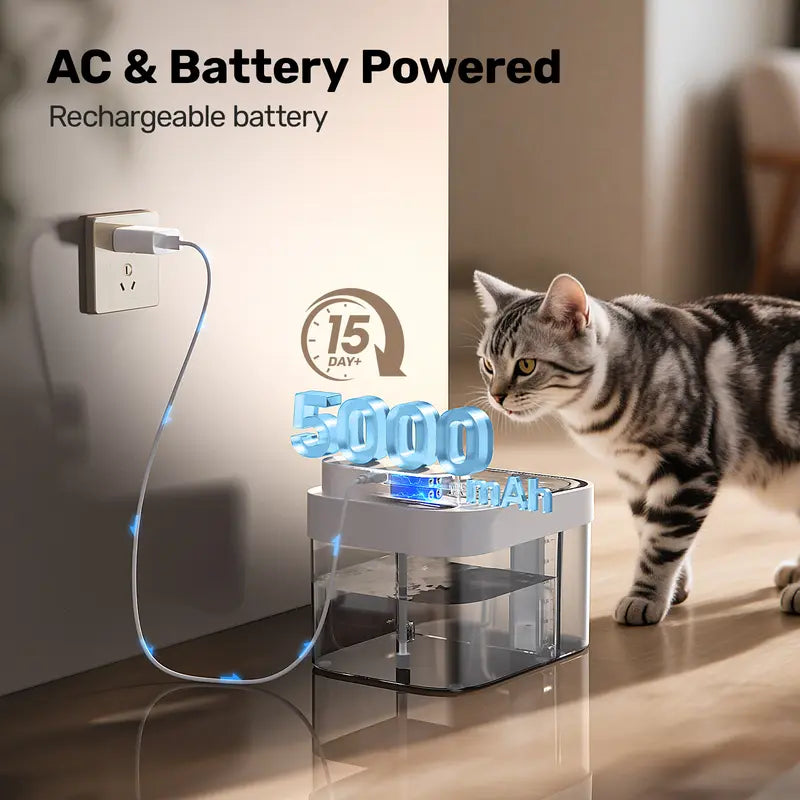 HAPAW Smart Cat Water Fountain - 3L Clean, 1.35L Wastewater Tanks (4.35L Total), 5000Mah Cordless, Filter-Free, 2 Flow Modes, App Remote Control for Multi-Cat Homes & Busy Owners