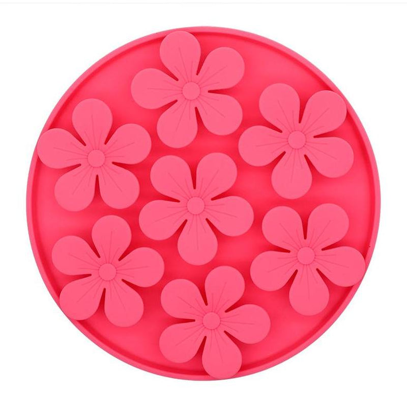 Round Flower Silicone Pet Slow Feeder, Interactive Cat and Dog Slow Eating Bowl, Anti-Choking Pet Puzzle Feeding Mat