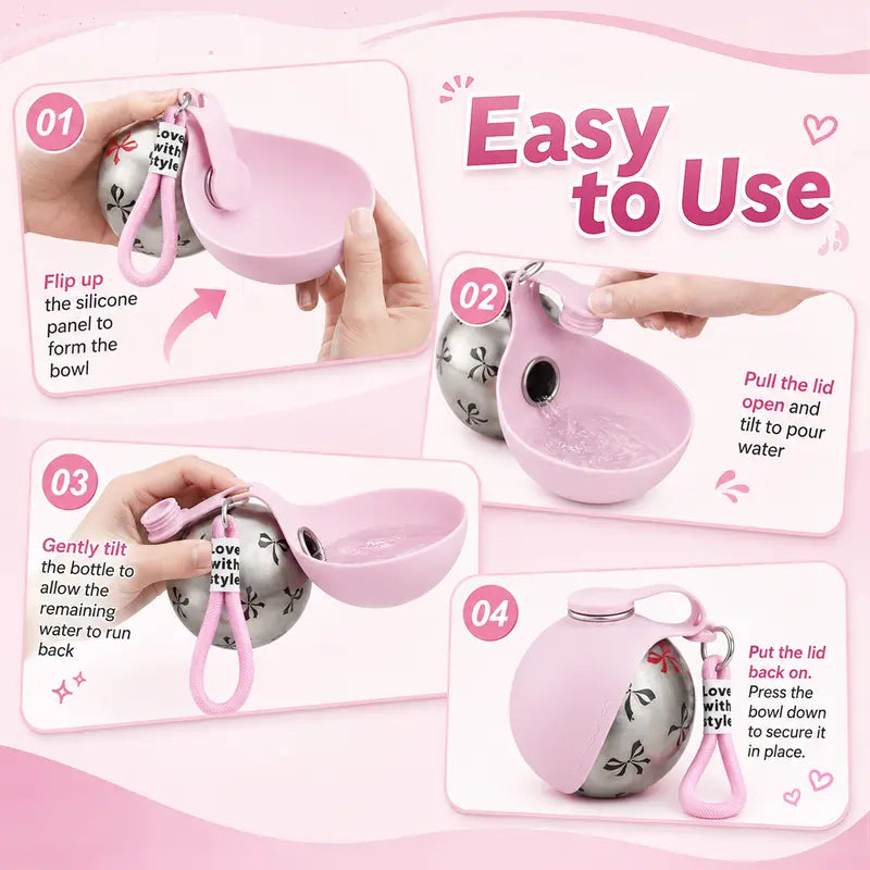 Eorthex Dog Portable Bottle+Bowl-2 -In-1 Bowl+Water Dual Functionality,Leak-Proof Compact Outdoor Pet Travel Container for Walking,Hiking