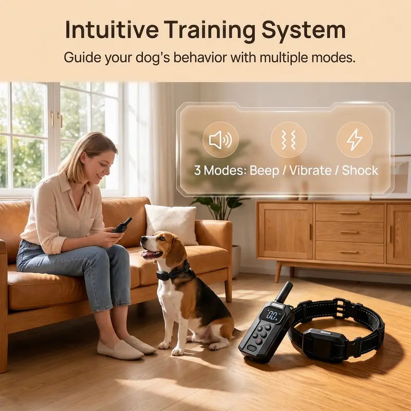 Automatic Dog Bark Collar for All Breeds - 2600Ft Remote Range, Night LED Light, IP67 Waterproof, Security Lock, 3 Safe Modes, Rechargeable Smart Behavior Correction Training Collar, Bark Collars
