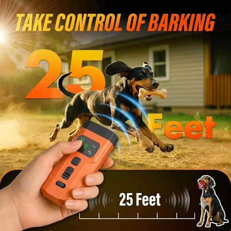 Upgraded Automatic Ultrasonic Dog Bark Deterrent - 25FT Range Portable Pet Training Tool, Safe Behavior Corrector, Quiet Environment Indoor/Outdoor Solution