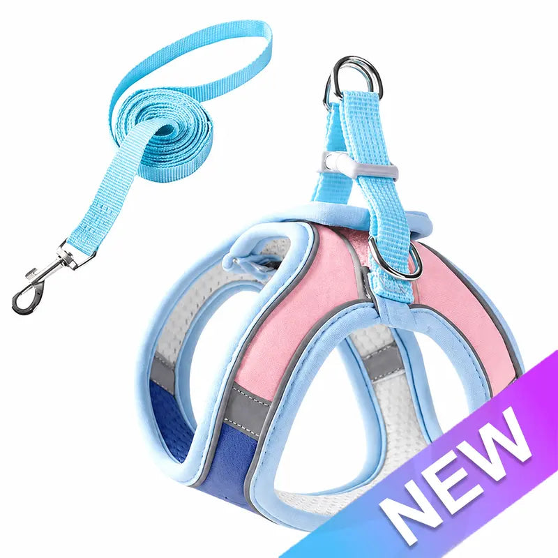 Escape Proof Cat Harness and Leash Set Pack - Adjustable, Soft Mesh Fabric, Lightweight, Sturdy Lock, Stress-Free for Small/Medium Cats (Solid Colors)