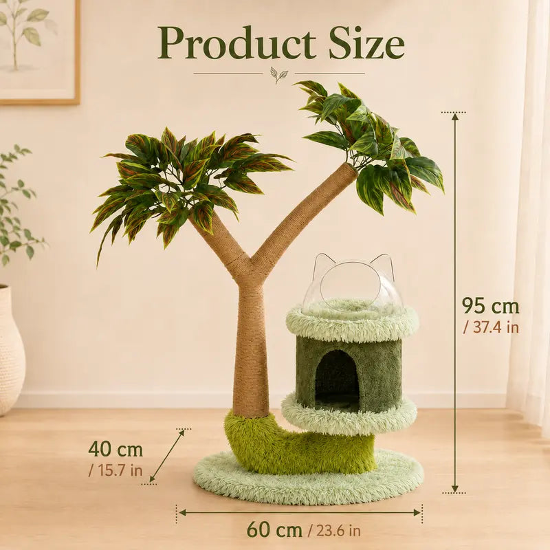 Heybly 43.3In Space-Saving Smoky Gray Cat Tree Condo Tower HCT004SG - Durable Sisal Rope Scratch Post, Padded Perch, Cozy Hammock, Toy-Included Indoor Cat Furniture