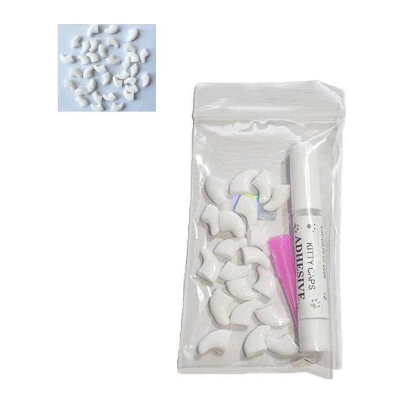 20Pcs High-Quality Rubber Cat Claw Covers - Soft Comfortable Pet Nail Protectors with Free Adhesive Glue, 1 Bag Nail Caps, Fits Snugly like a Glove, Safe Wear, Multi-Size for Kitten Grooming Supplies, Protects from Scratching