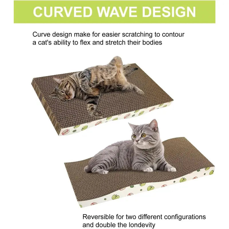 2-Pack Modern Cardboard Cat Scratch Pads with Catnip, Reversible Scratch Boards for Indoor Cats, Furniture & Sofa Protection, Protects & Entertains Feline Pets