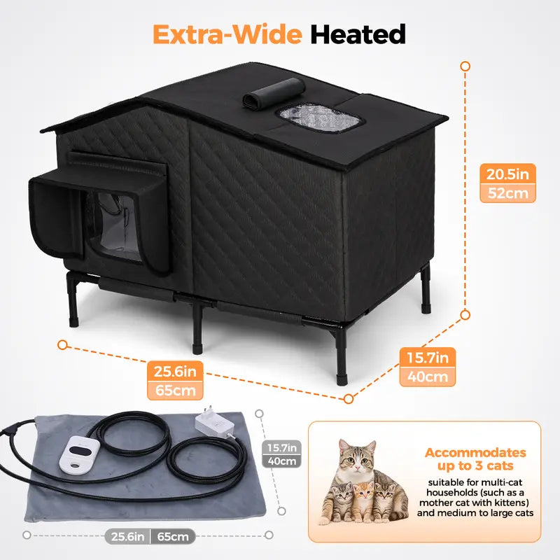 Petcozife Smart Heated Cat House for Indoor/Outdoor Use, Insulated Winter Shelter with 8-in-1 Temperature Control, Waterproof and Chew-Proof Design, FCC/UL Certified, One-Way Escape Door, Available in Medium/Large Sizes