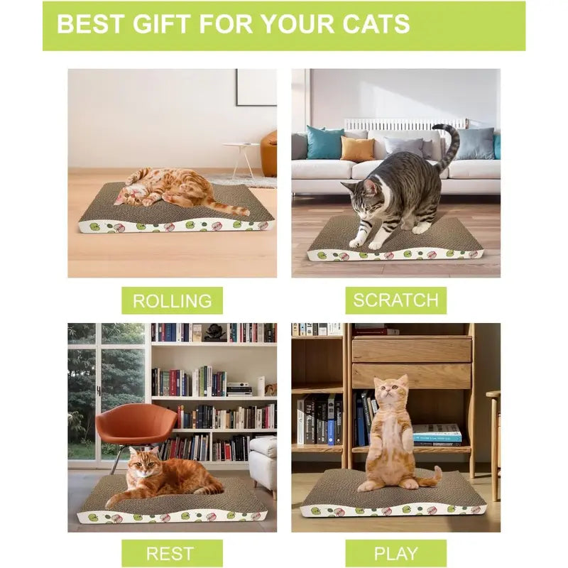 2-Pack Modern Cardboard Cat Scratch Pads with Catnip, Reversible Scratch Boards for Indoor Cats, Furniture & Sofa Protection, Protects & Entertains Feline Pets