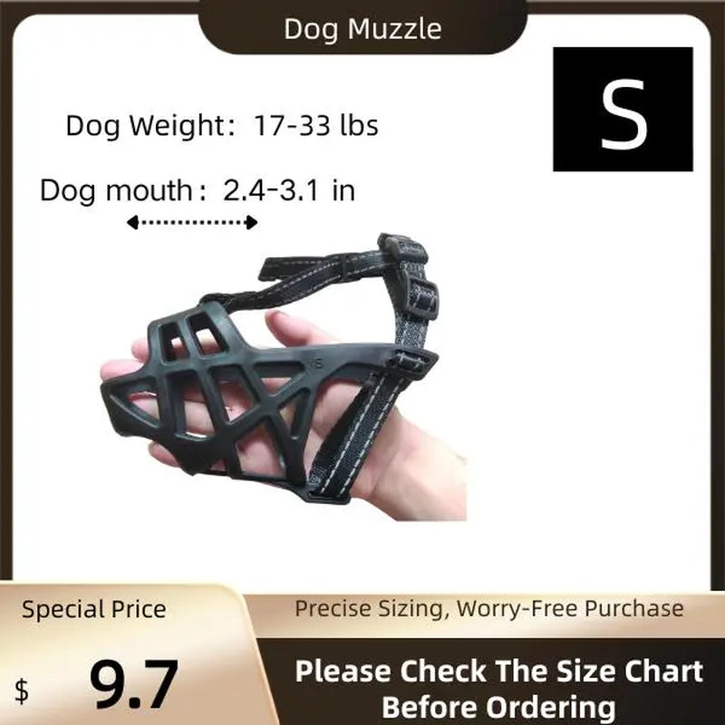 Dog Soft TPU Adjustable Basket Muzzle - Breathable, Humane Mouth Cover for Large/Medium/Small Breeds, Prevents Biting & Scavenging, Discourages Nipping, Allows Free Drinking (Fits Border Collie)