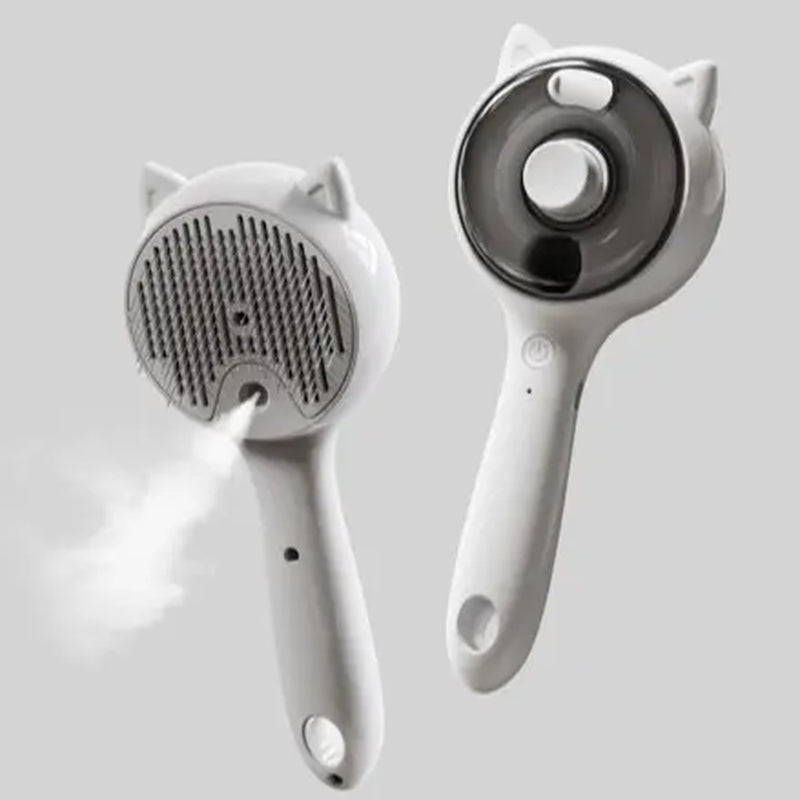 Self-Cleaning Cat & Dog Deshedding Brush with Spray Mist, 1-Button Hair Release, Steel Bristles, Pet Grooming Deshedding Tool