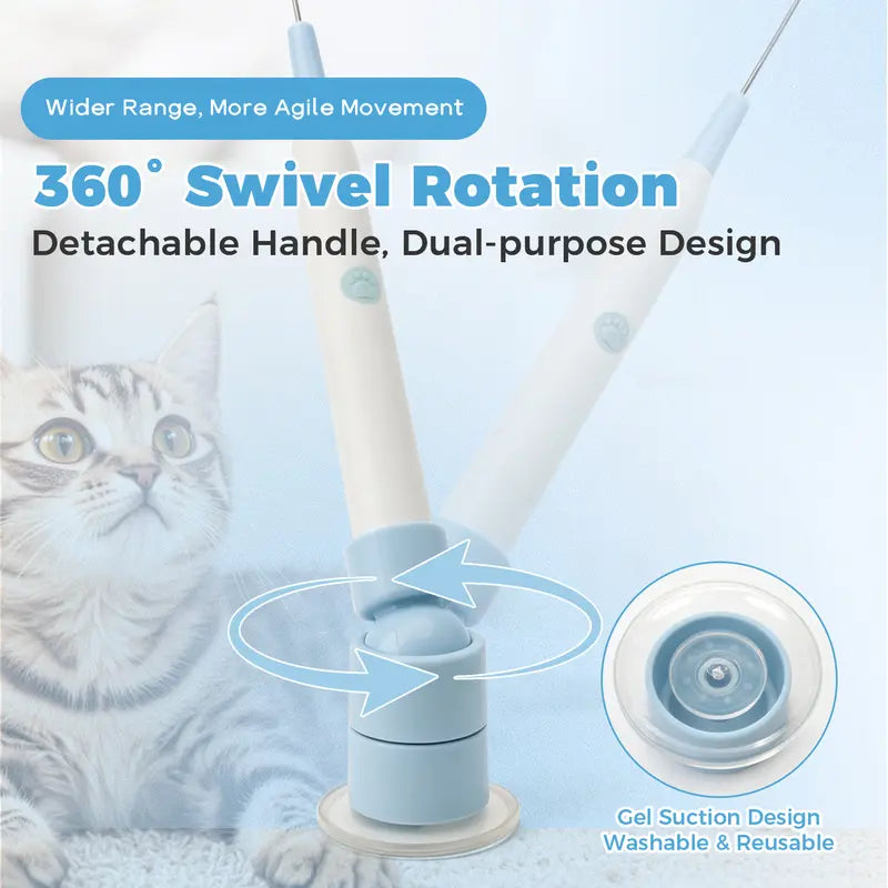 Automatic Interactive Butterfly Cat Teaser Toy,Usb Charging,360° Swivel Rotation,Detachable Handle, Dual-Purpose Design,Prevents Boredom for Indoor Cats Cat Toy Kitten Petlovers