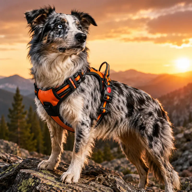 HELETY 3-In-1 No-Pull Dog Vest Harness Set with Padded Handle, Dog Harness, Leash and Poop Bag Holder, Adjustable for Small, Medium & Large Dogs, Harness & Leash