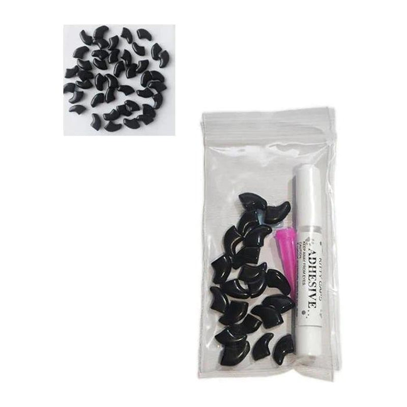 20Pcs High-Quality Rubber Cat Claw Covers - Soft Comfortable Pet Nail Protectors with Free Adhesive Glue, 1 Bag Nail Caps, Fits Snugly like a Glove, Safe Wear, Multi-Size for Kitten Grooming Supplies, Protects from Scratching