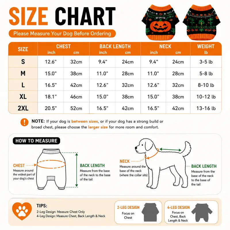 AUROTH Halloween Knitted Pet Sweater for Small/Medium Dogs & Cats, Cozy Fabric Outfit with Pumpkin Print & Ghost Pattern, Warmth Boost Fall Clothing