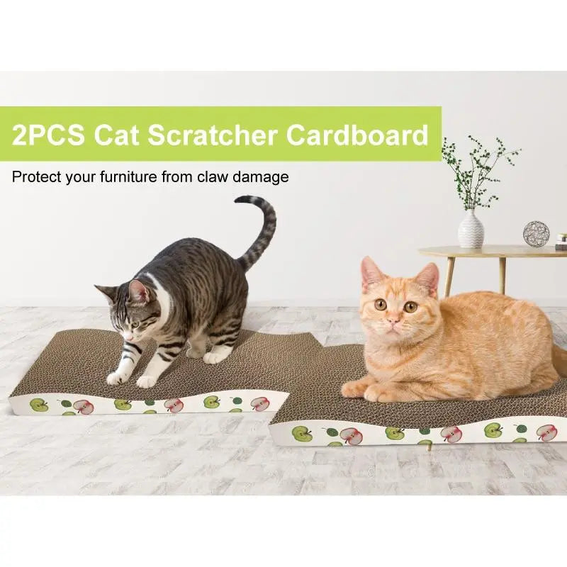 2-Pack Modern Cardboard Cat Scratch Pads with Catnip, Reversible Scratch Boards for Indoor Cats, Furniture & Sofa Protection, Protects & Entertains Feline Pets
