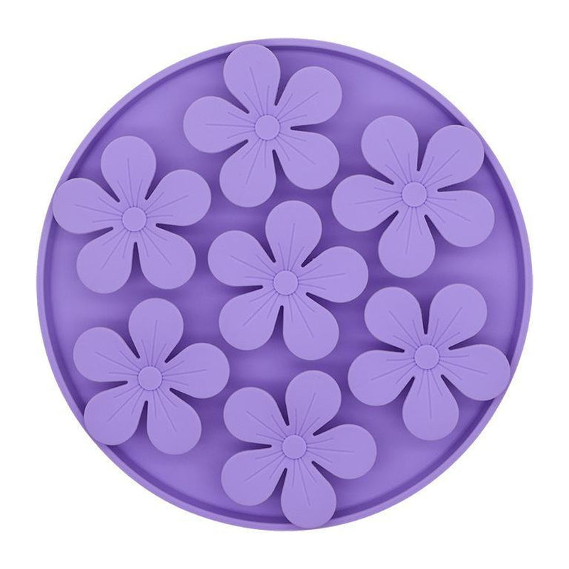 Round Flower Silicone Pet Slow Feeder, Interactive Cat and Dog Slow Eating Bowl, Anti-Choking Pet Puzzle Feeding Mat