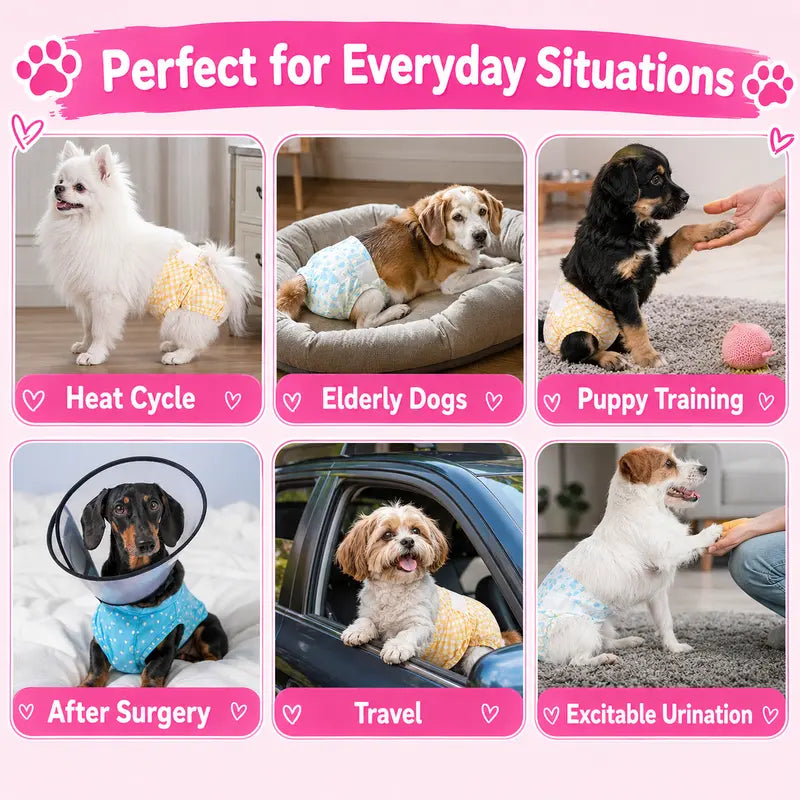 2‑Pack Disposable Dog Wraps(20Ct), Absorbent Doggie Diapers, Rapid-Dry Leak-Proof Puppy Diapers, Wetness Indicator Excitable Urination Incontinence, Comfortable Fit for Girl Dogs in Heat&Elderly Incontinence, Pet Essiential