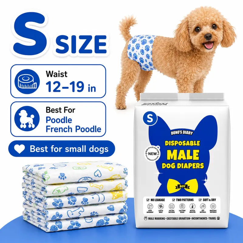 2‑Pack Disposable Dog Wraps(20Ct), Absorbent Doggie Diapers, Rapid-Dry Leak-Proof Puppy Diapers, Wetness Indicator Excitable Urination Incontinence, Comfortable Fit for Girl Dogs in Heat&Elderly Incontinence, Pet Essiential