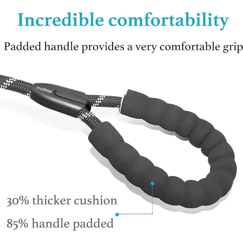 Double Dog Leash, 360° Swivel No Tangle Dual Leash for 2 Dogs, Heavy Duty Shock Absorbing Bungee Leashes with Comfortable Padded Handle & Reflective Stitching for Medium Large Dogs Walking Running Training, Black (25-150 Lbs)