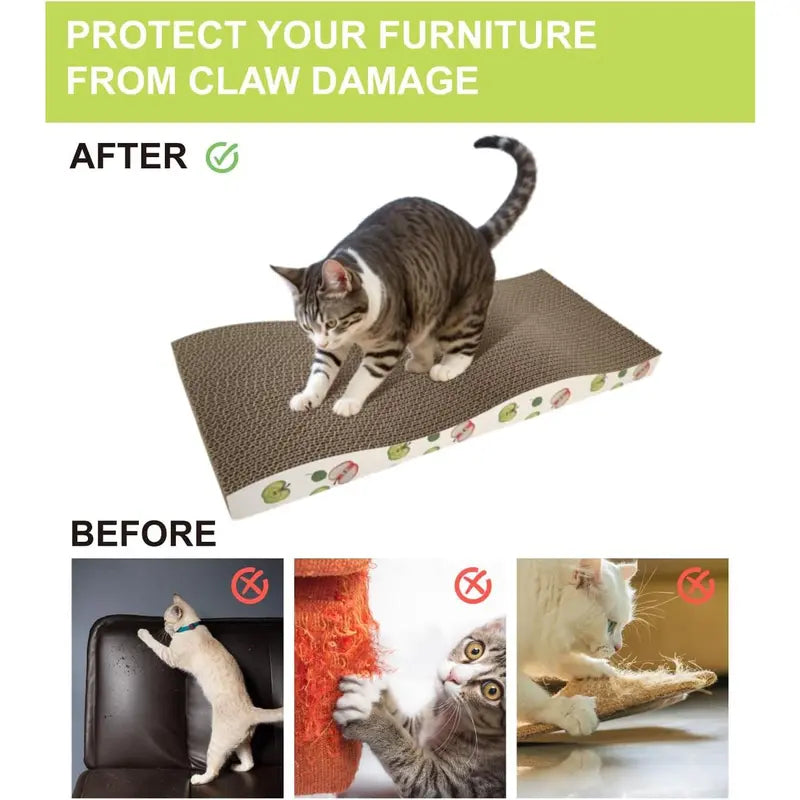 2-Pack Modern Cardboard Cat Scratch Pads with Catnip, Reversible Scratch Boards for Indoor Cats, Furniture & Sofa Protection, Protects & Entertains Feline Pets