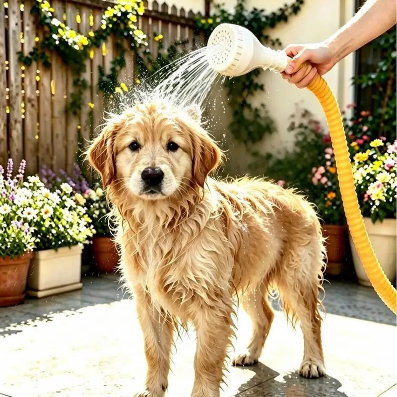 Pet Grooming Universal Shower Head Sprayer - Multi-Hole Spray, Dog & Cat Bathing Faucet Attachment, Silicone+Abs, 68In Flexible Hose for Bathtub Sink