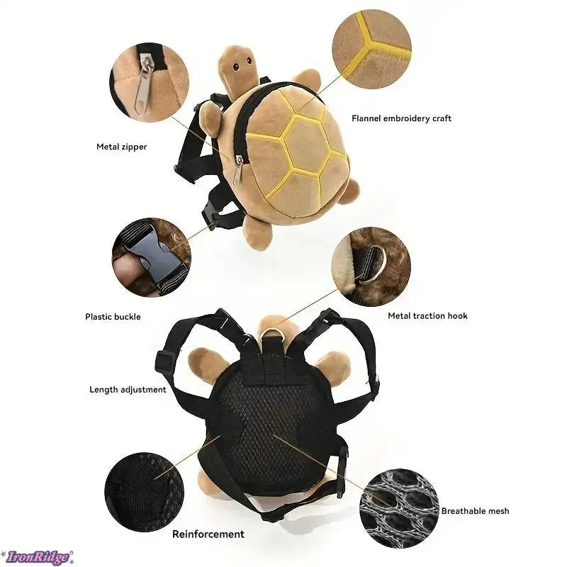 Ironridge No-Pull Dog Backpack Harness with D-Ring - Adjustable Cute Turtle-Shape Puppy Harness for Small to Medium Dogs, Travel & Camping Sports Outdoor Use