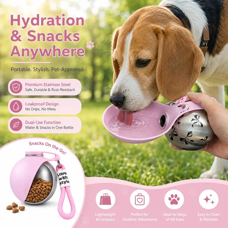 Eorthex Dog Portable Bottle+Bowl-2 -In-1 Bowl+Water Dual Functionality,Leak-Proof Compact Outdoor Pet Travel Container for Walking,Hiking