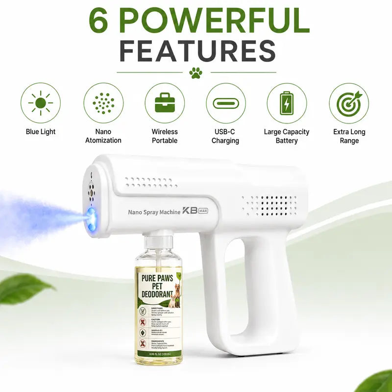 Pure Paws Pet Odor Eliminator Kit - 1 Sprayer + 4 X 120 Ml Refills for Effective Pet Deodorization