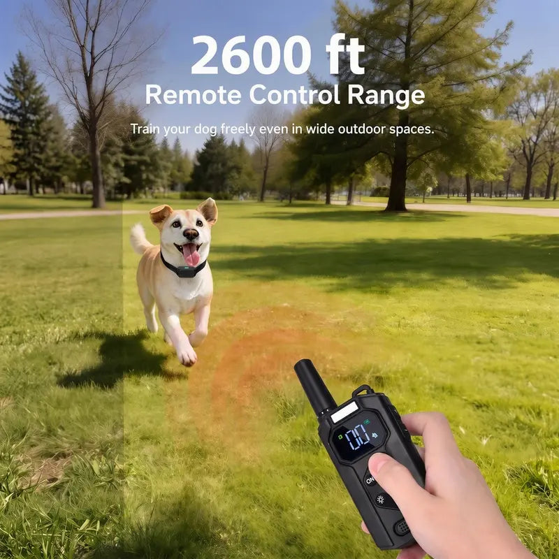 Automatic Dog Bark Collar for All Breeds - 2600Ft Remote Range, Night LED Light, IP67 Waterproof, Security Lock, 3 Safe Modes, Rechargeable Smart Behavior Correction Training Collar, Bark Collars